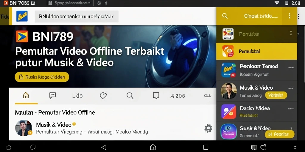 Antarmuka intuitif BNI789 untuk Pemutar Video Offline yang memudahkan navigasi.