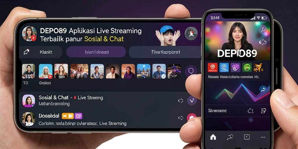 Screenshot DEPO89 menampilkan antarmuka siaran langsung yang interaktif.