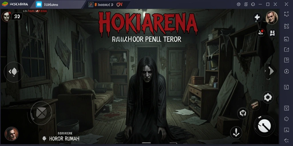 Antarmuka menakutkan dengan suasana horor yang kental.