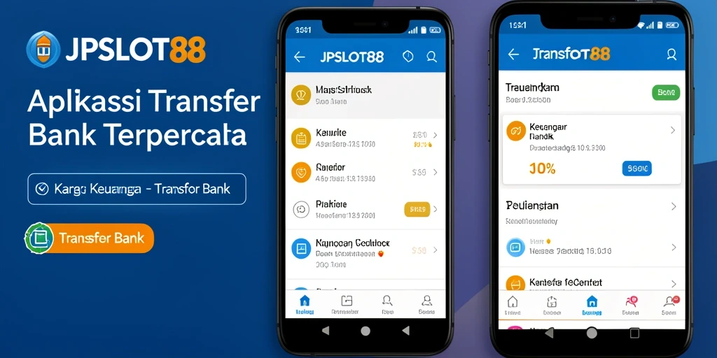 Tampilan antarmuka aplikasi Transfer Bank JPSLOT88 yang modern dan fungsional.