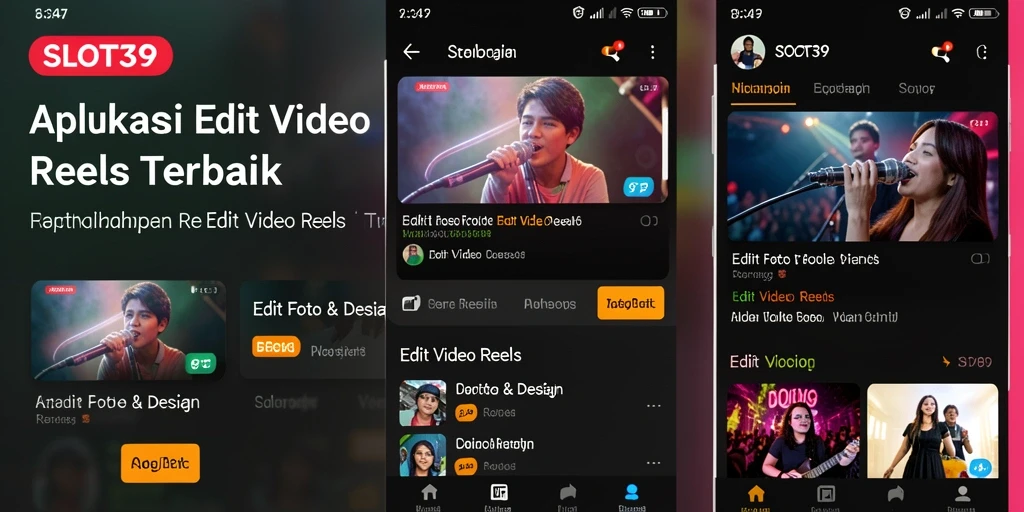 Antarmuka SLOT39 menampilkan berbagai alat editing video Reels yang intuitif.